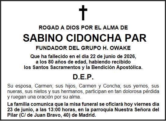 Ejemplo Esquela familiar religiosa